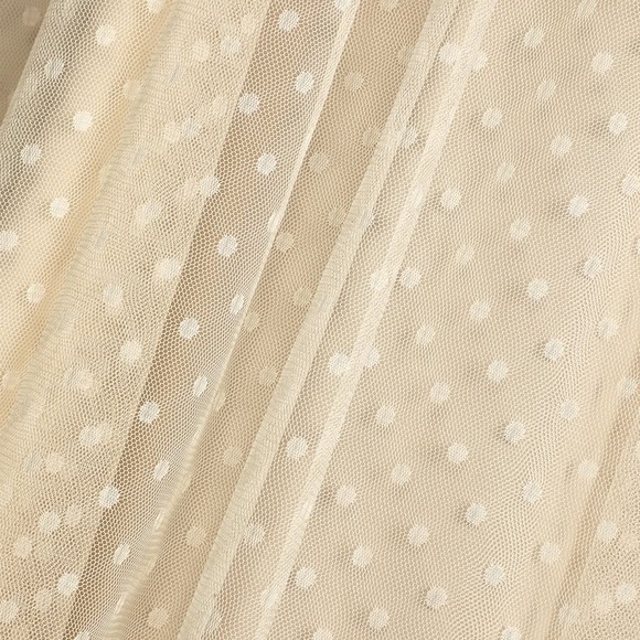 Ivory Cream Swiss Dot Ruffled Tulle Midi Dress 🌿 - Picture 10 of 15